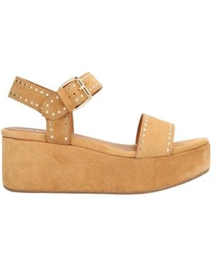 Alpe Casual camel wildleder sandalen - Mettallic