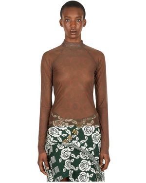 Louise Lyngh Bjerregaard Sheer Mock Neck Top - Grün
