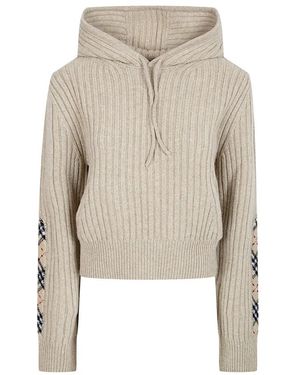 Burberry Hoodies & Sweatvesten ,Wol Hooded Sweater - Naturel