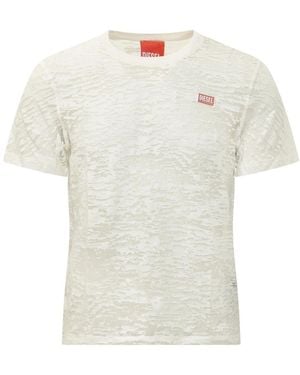 DIESEL T-Shirt Met Logopatch En Burnout-Effect - Wit