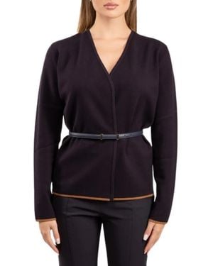 Max Mara Truien & Vesten ,Blauw ,Lange Mouwen Gebreid Vest - Zwart