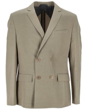Calvin Klein Leinen Lyocell Baumwolle Doppelreiher Blazer - Grün