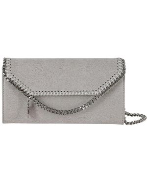 Stella McCartney Tassen ,Grijs ,Polyester Falabella Continental Portemonnee Met Ketting