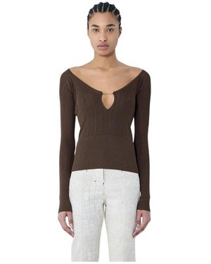 Jacquemus Truien & Vesten ,Bruin ,Le Haut Pralu Top - Zwart