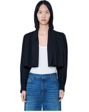 Chloé Overhemden ,Zwart ,Gekreukelde Cropped Jas - Blauw