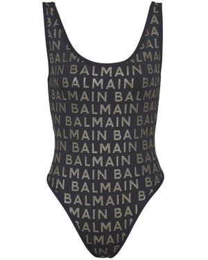 Balmain Swimsuit with logos - Grau
