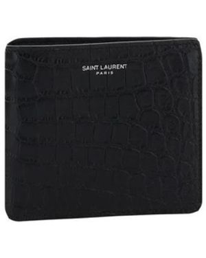 Saint Laurent Accessoires ,Zwart ,Geëtst Monogram Billfold Portemonnee
