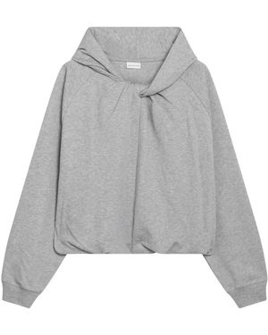 Dries Van Noten Hoodies & Sweatvesten ,Grijs ,Katoen Draped Cotton Hoodie