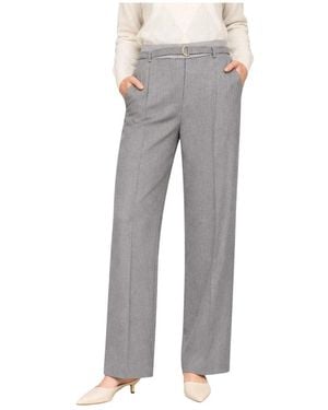 Kocca Gemaakt Van Hoogwaardige Stof, Deze Broek Met Rechte Pijpen En Hoge Taille Is Een Veelzijdige Toevoeging Aan Elke Garderobe - Grijs