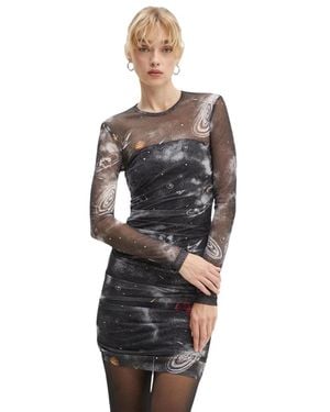 Moschino Kleedjes ,Veelkleurig ,Leer A0452 8739 Mini Jurk - Zwart