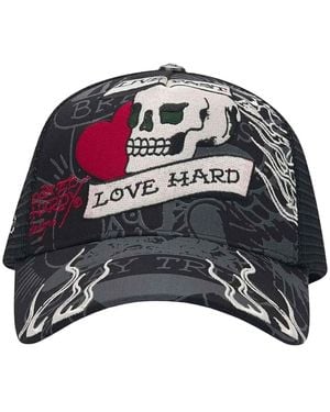 Ed Hardy Live Fast Love Hard 5 Panel Trucker Cap - Schwarz