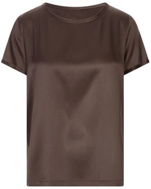 HER SHIRT HER DRESS Seide Und Lycra Braun T-Shirt