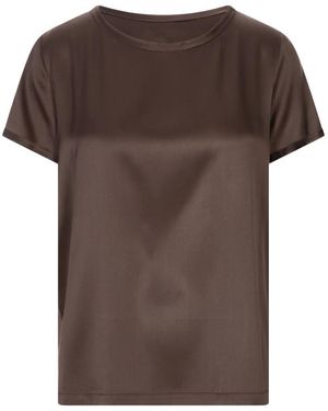 HER SHIRT HER DRESS Zijde En Lycra Bruin T-Shirt