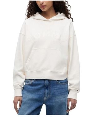 Tommy Hilfiger Hoodies & Sweatvesten ,Katoen Puff Print Varsity Hoodie - Wit