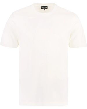 Giorgio Armani Baumwoll t-shirt mit logo-stickerei - Weiß