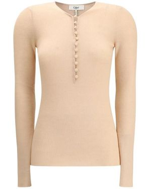 Chloé V-Neck Knitwear - Naturel