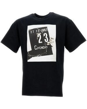Givenchy Tops ,Zwart ,Nylon T-Shirt Met Klapperbord Print