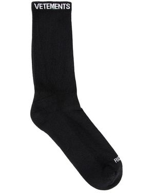 Vetements Logo Jacquard Schwarze Baumwollsocken