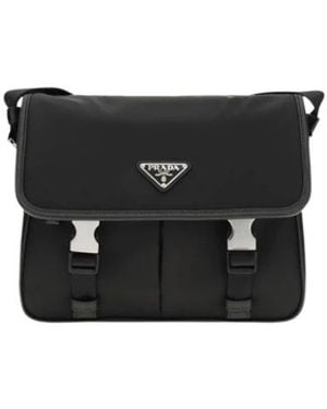 Prada Nylon Schoudertas Met Gespdetail - Zwart
