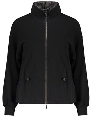 Moorer Hoodies & Sweatvesten ,Zwart ,Katoen Korte Jas Met Afneembaar Gewatteerd Vest