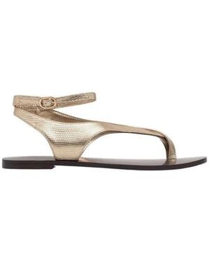 Twinset Sandalen Mit Knöchelriemen Aus Leder - Mettallic