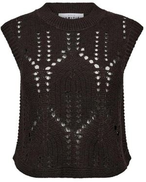 Haute L'Amitié Gebreid Vest Met Patroon - Zwart