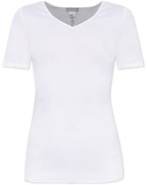 Hanro Tops ,Wit ,Katoen Cotton Seamless Top Met Korte Mouwen