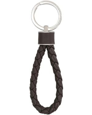 Bottega Veneta Accessoires ,Bruin ,Leer Intrecciato Sleutelhanger - Zwart