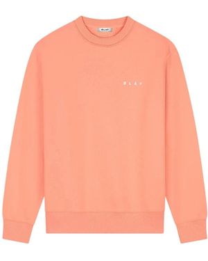 OLAF HUSSEIN Hoodies & Sweatvesten ,Oranje ,Brushstroke Face Crewneck