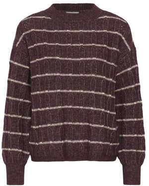 Kaffe Rundhals-Strickpullover - Braun