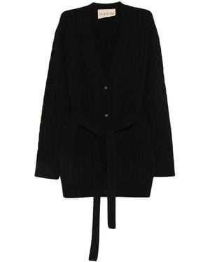 Valentino Gebreide Cardigan Met Riem - Zwart