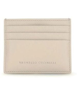 Brunello Cucinelli Grained Leather Card Holder - Naturel