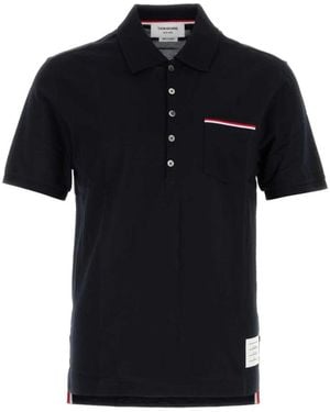 Thom Browne Tops ,Blauw ,Katoen Polo Shirts - Zwart