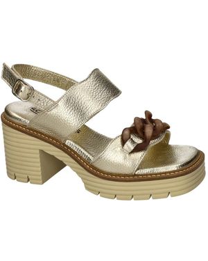 Softwaves Schoenen ,Geel ,Leer Birdie Platform Sandalen - Metallic