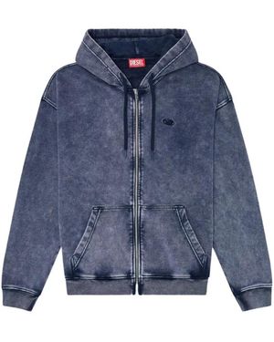 DIESEL Hoodies & Sweatvesten ,Blauw ,Katoen Zip-Through Hoodie