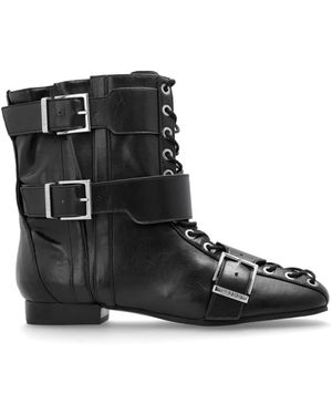 Ganni Schoenen ,Zwart ,Leer Vegan Leather Enkellaarsjes