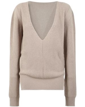 Rick Owens V-Neck Knitwear - Neutro