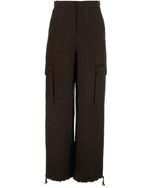 Twinset Broeken ,Bruin ,Wijde Broek - Zwart