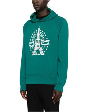 KENZO Hoodies & Sweatvesten ,Groen ,Katoen Graphic Zip Hoodie