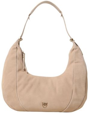 Pinko Slouchy Hobo Suède Tas - Naturel