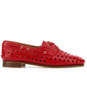 Bally Rote Lederparty Schnürschuhe Loafers