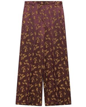 Dries Van Noten Broeken ,Paars ,Wijde Broek - Bruin