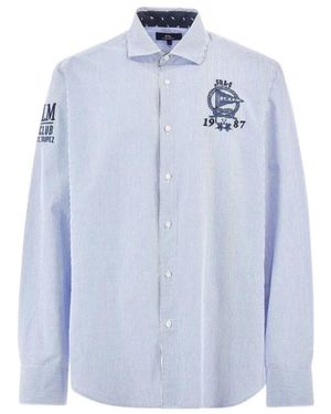 La Martina Striped Poplin Shirt - Blau