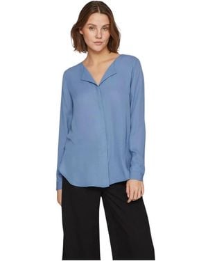 Vila Lucy Lange Mouw Shirt Vrouwen - Blauw