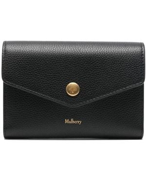Mulberry Accessoires ,Zwart ,Leer Portemonnee Met Drukknoop