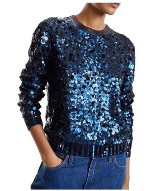 Cynthia Rowley Pailletten-Rundhals-Pullover - Blau