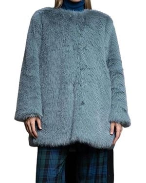 Kaos Jas Met Imitatiebont Voering - Blauw