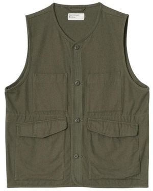 Universal Works Gilet Mit 4 Taschen Aus Gebürstetem Moleskin - Grün
