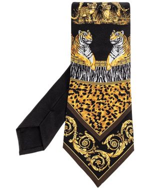Versace Seidenschlips Mit Muster - Schwarz