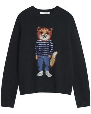 Maison Kitsuné Merino Wolle Jersey - Blau